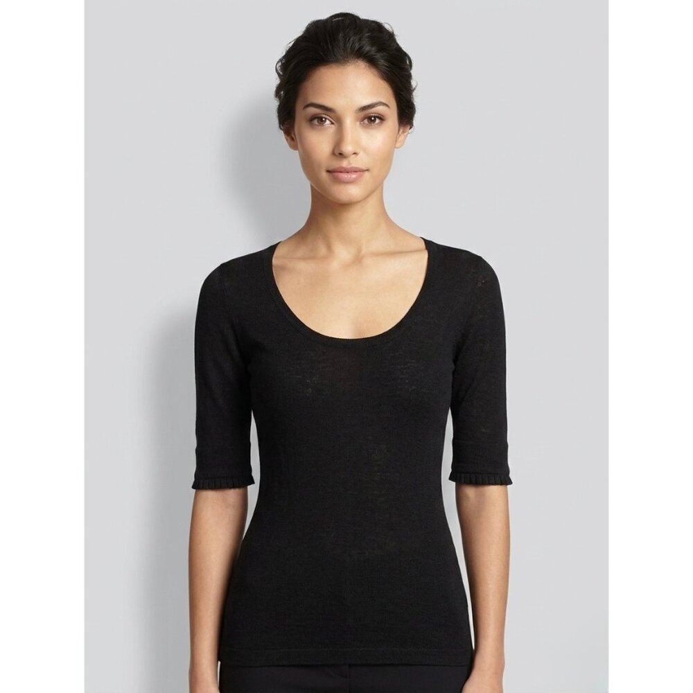 VTG Burberry Black Scoop Neck Knit Top XS | Quiet Luxury Poetcore Dark Academia